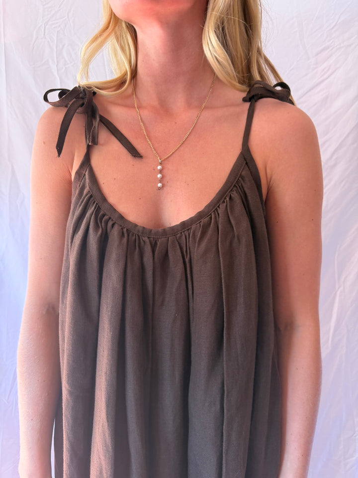 Lemuel MC | 100% Linen Cami Flowy Maxi Dress, O/S