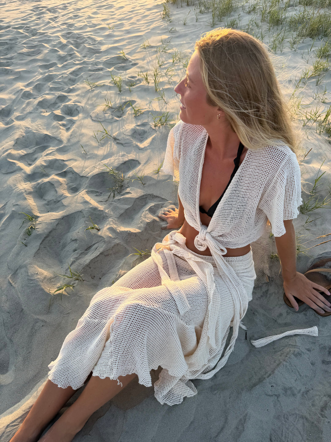 Natural Crochet Wrap Set, OS