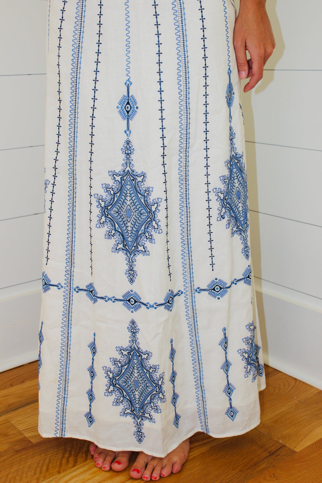 Nellie Astragal Embroidered Maxi