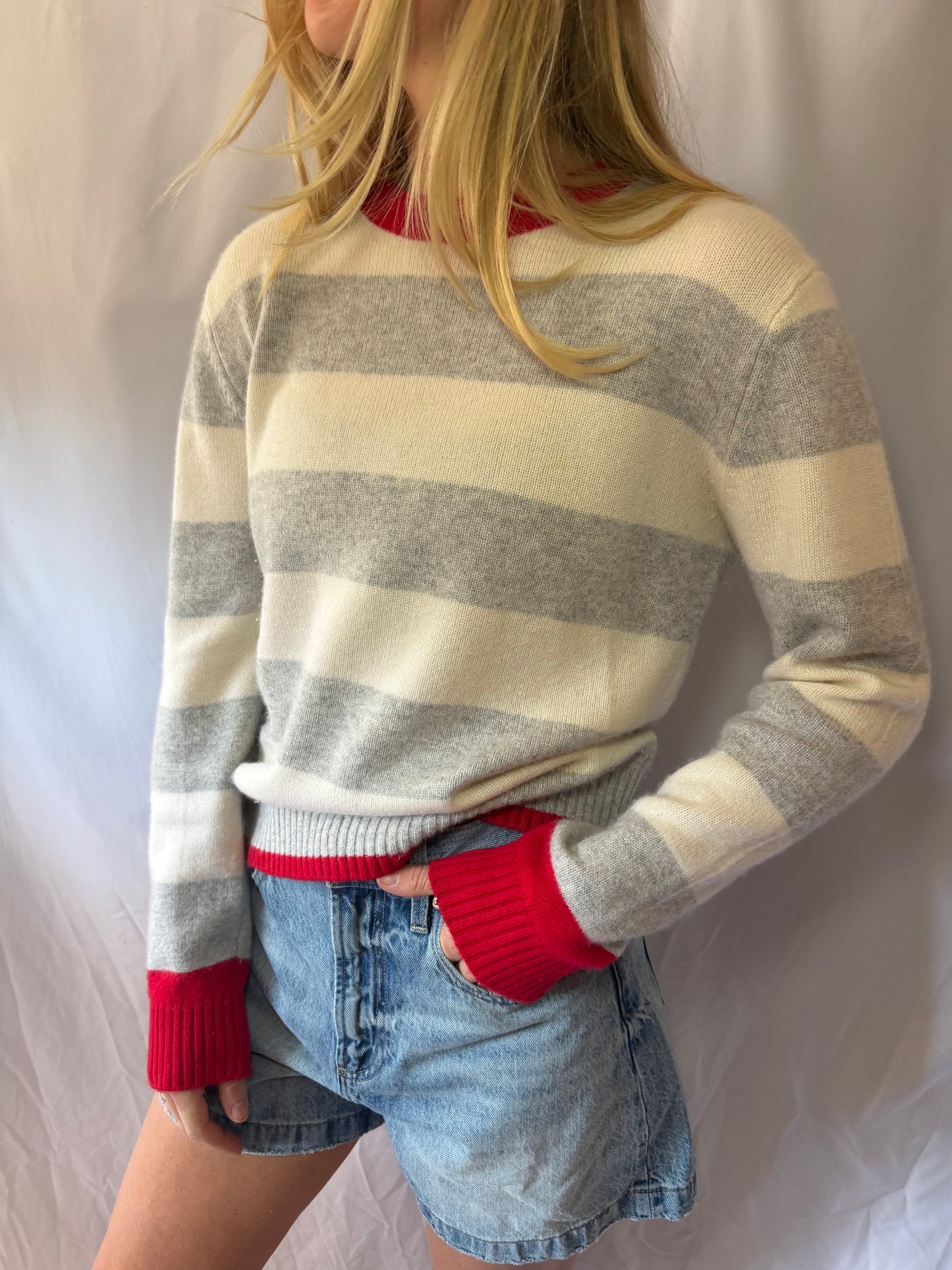 Chloe Stora Paris | 100% Cashmere Striped Sweater, S