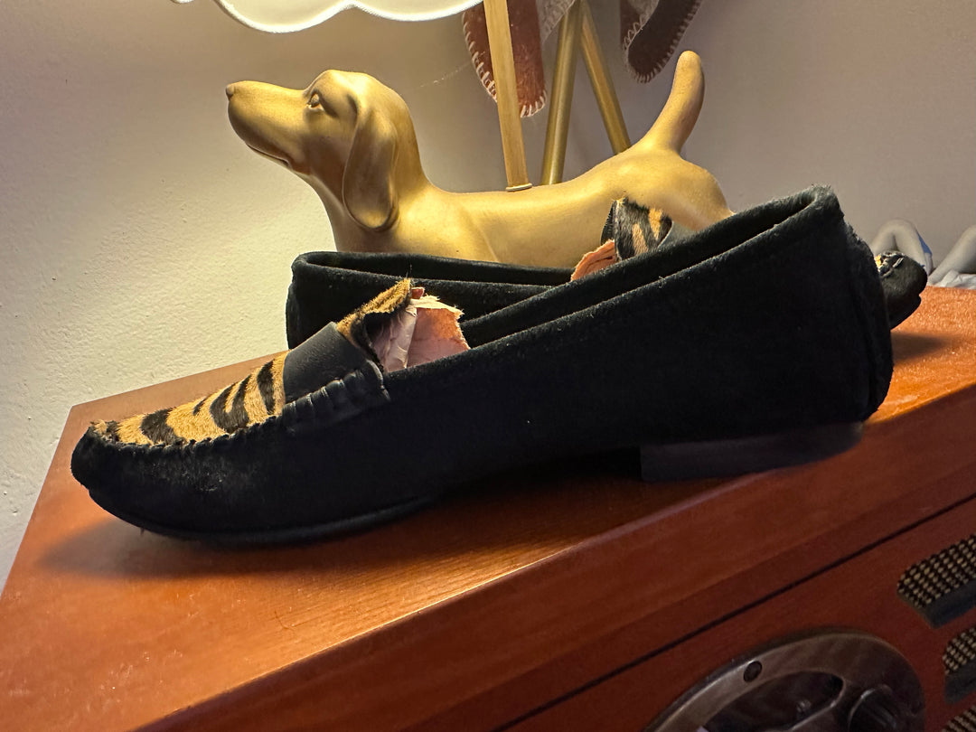 M. Gemi | Tiger Print Pony Hair Flat Loafers, 8.5/9