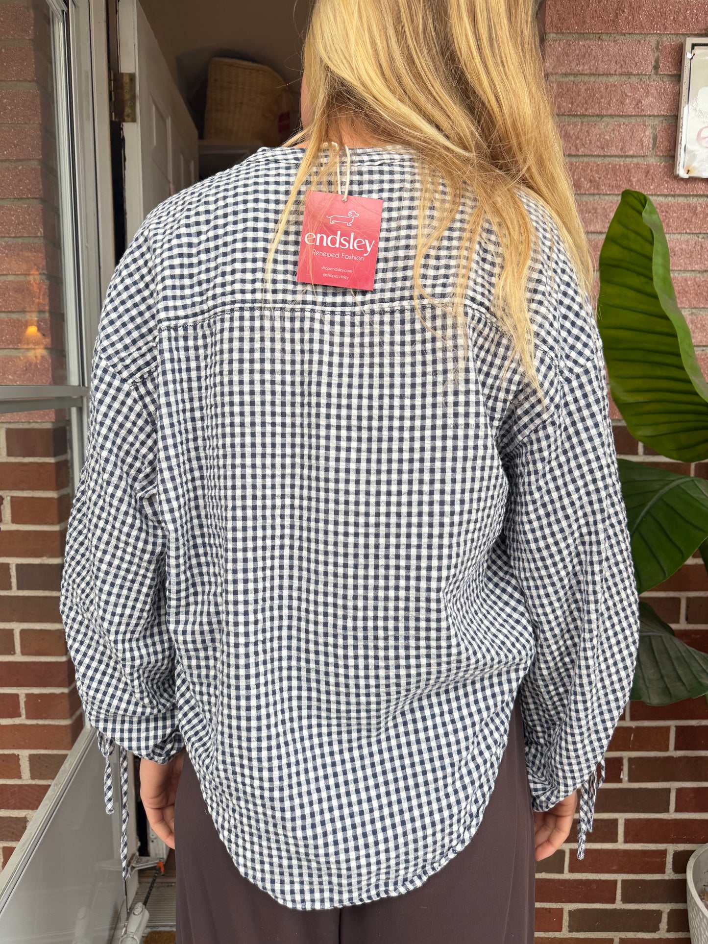 Pilcro | Gingham Long Sleeve Top, M