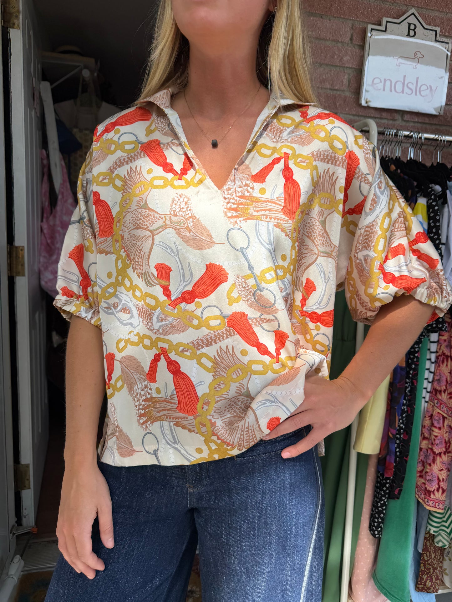 Emily Mccarthy | Satin Printed Top, M