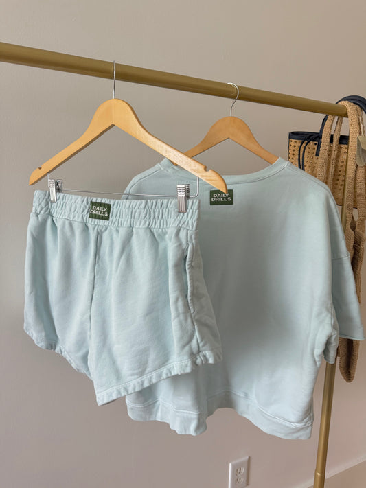 Daily Drills | Ice Blue Short Crew Set, M/L