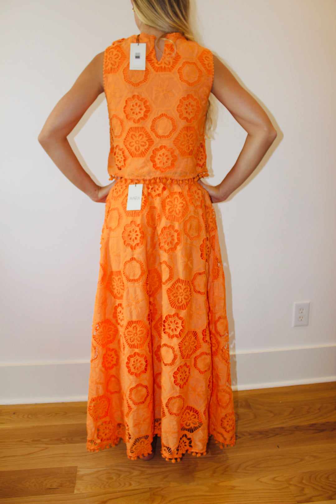 AVARA | Eyelet Maxi Skirt + Top Set, S