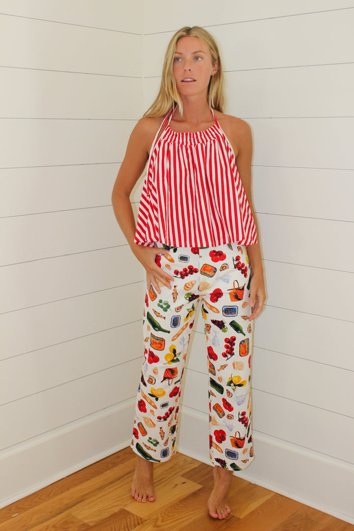 Red Stripe Halter Top, S