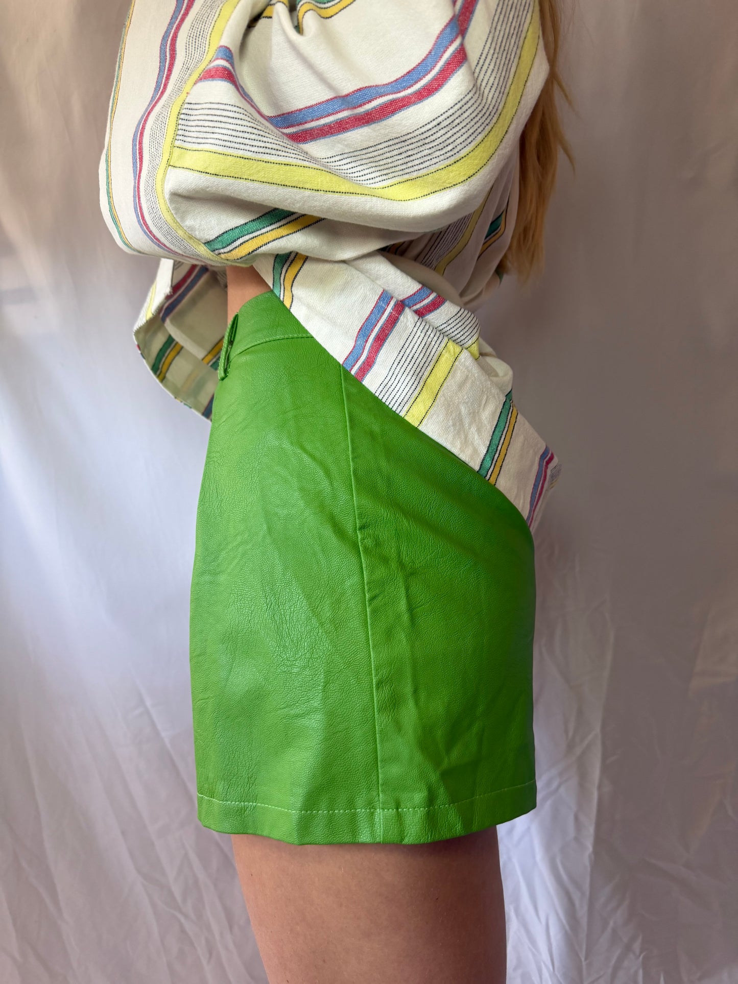I Am | High-Waisted Faux Leather Shorts, XS