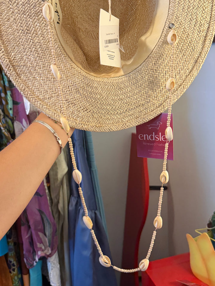 Lack of Color | Straw Fedora Hat with Seashell Strap