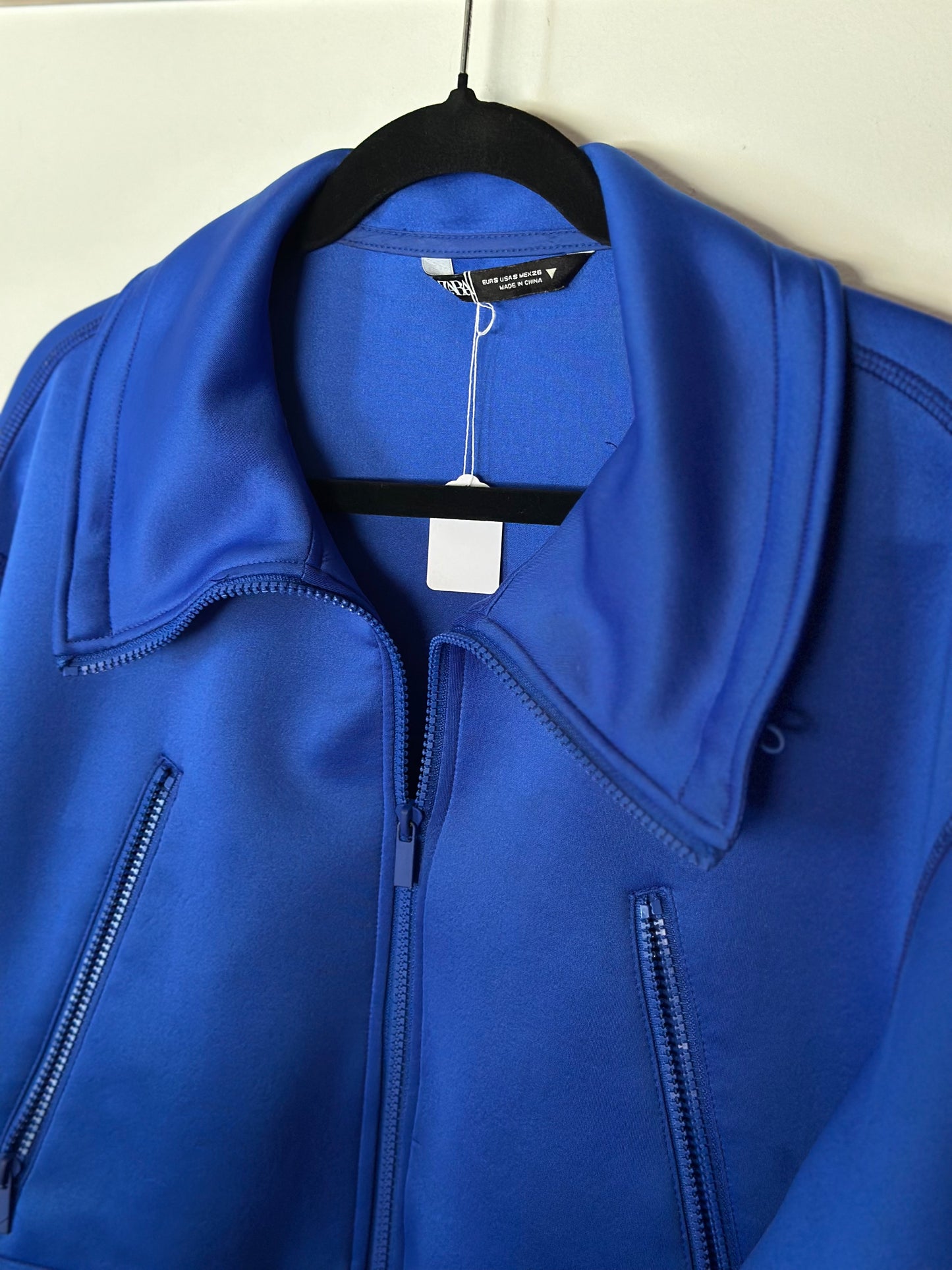 ZARA |  Electric Blue Neoprene-Style Crop Jacket