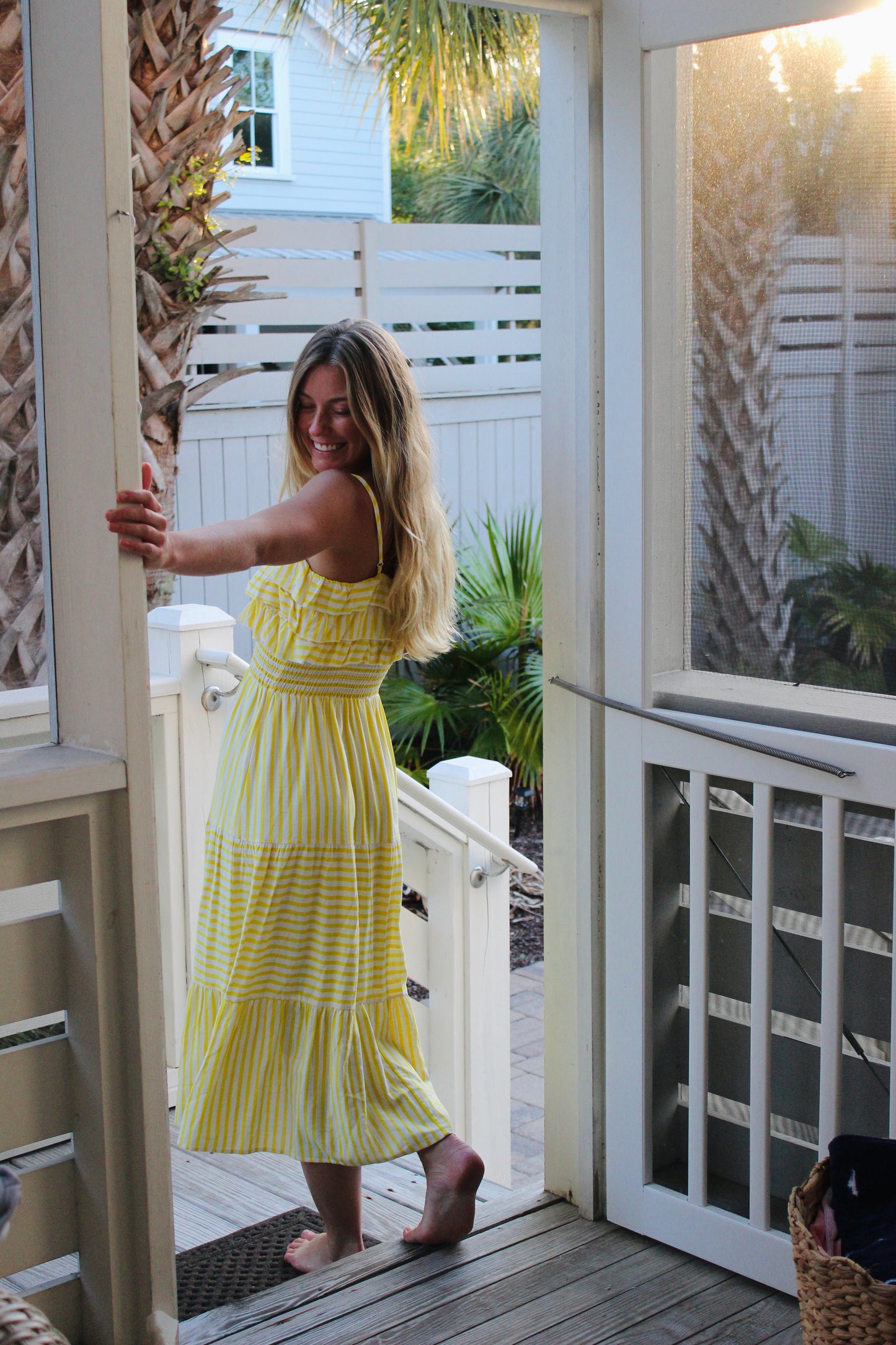 Aqua | Striped Cami Midi Dress, M