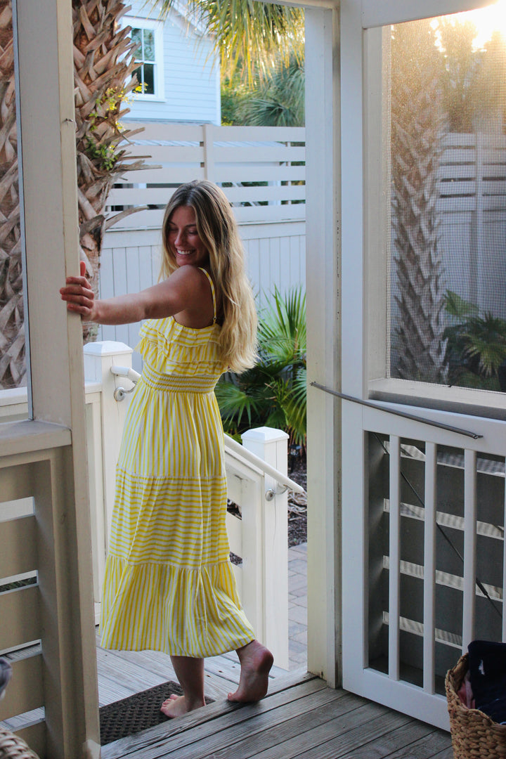 Aqua | Striped Cami Midi Dress, M