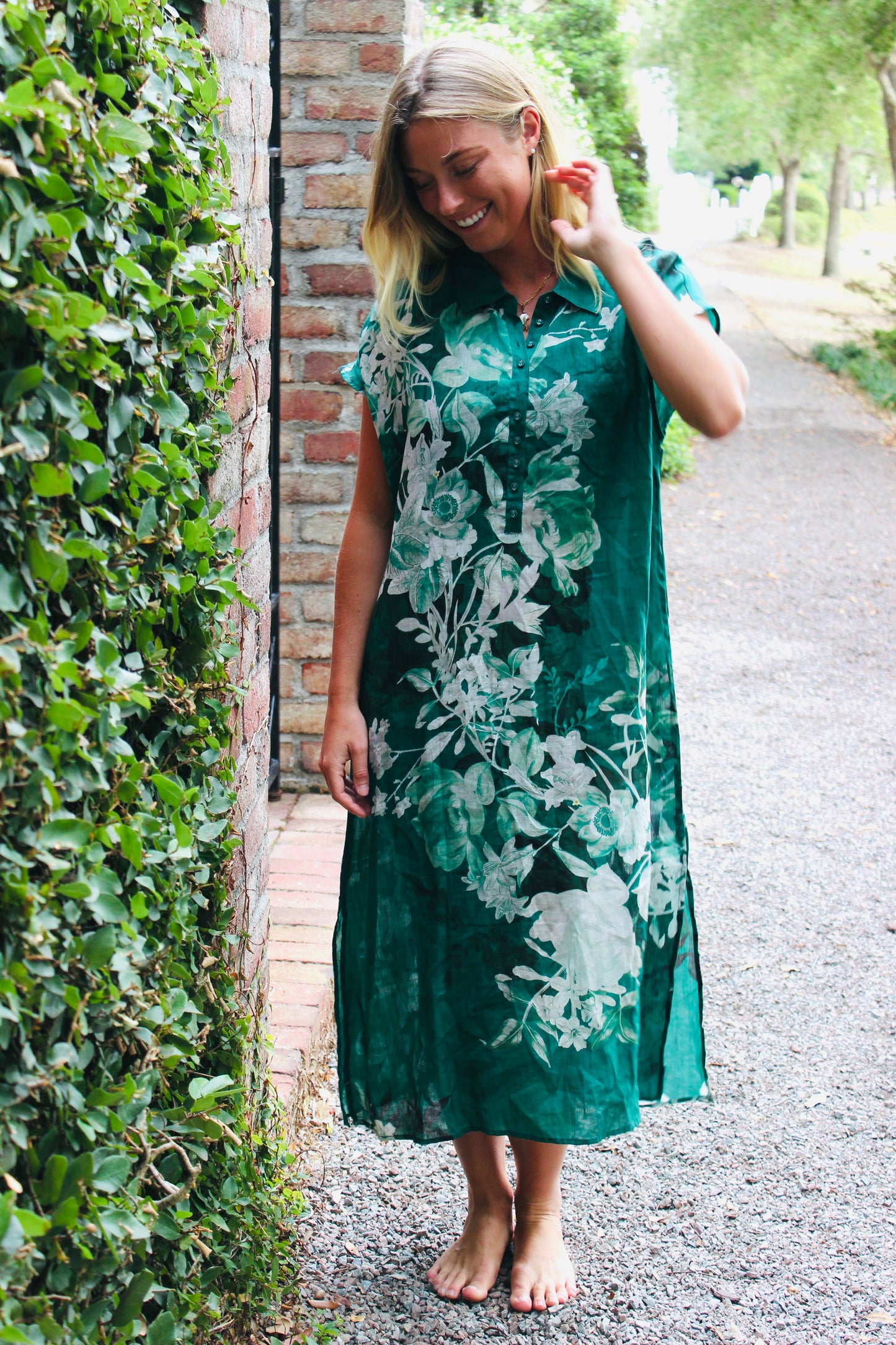 Johnny Was | Floral Linen Midi Dress, M