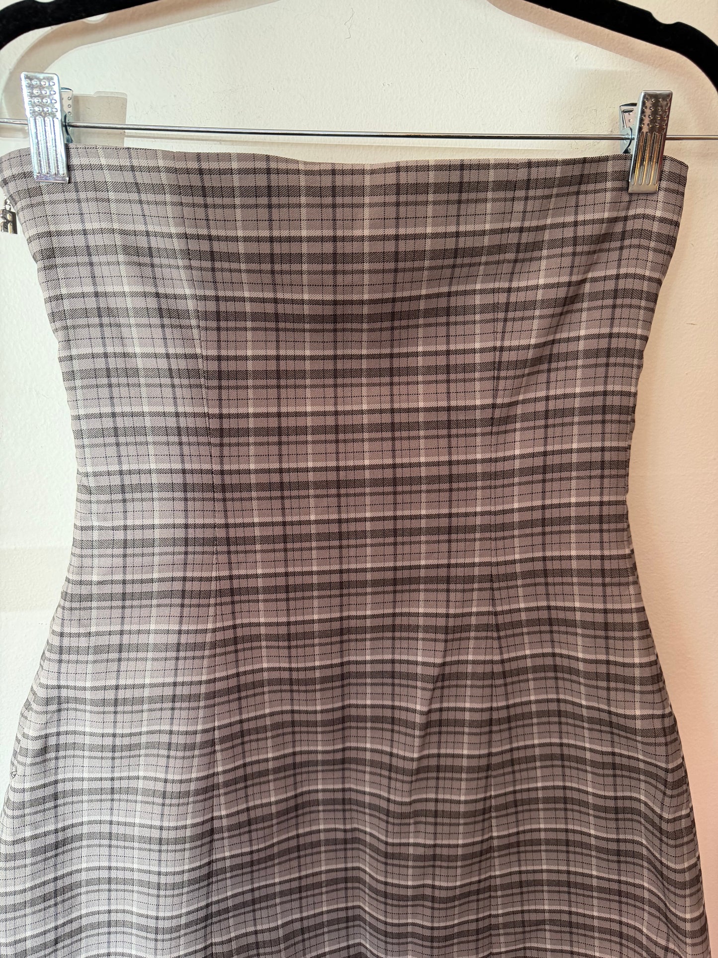 Rotate | Stretchy Mini Dress Grey Check, S