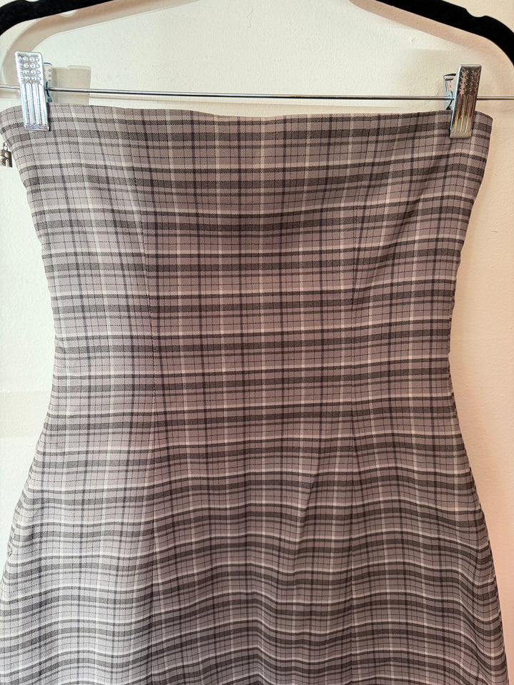 Rotate | Stretchy Mini Dress Grey Check, S