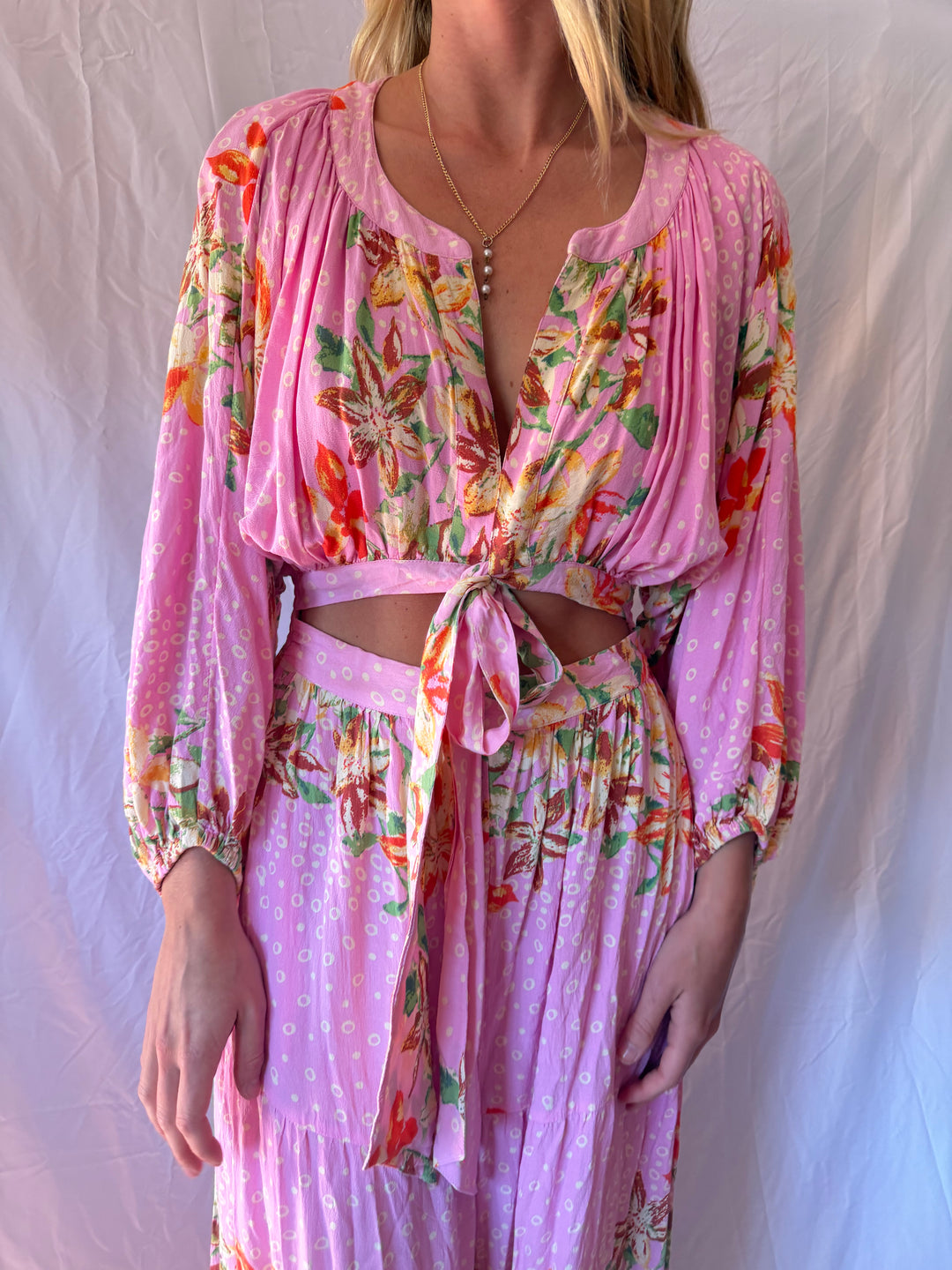 Free People | Floral Long Pant Suit Maxi, S