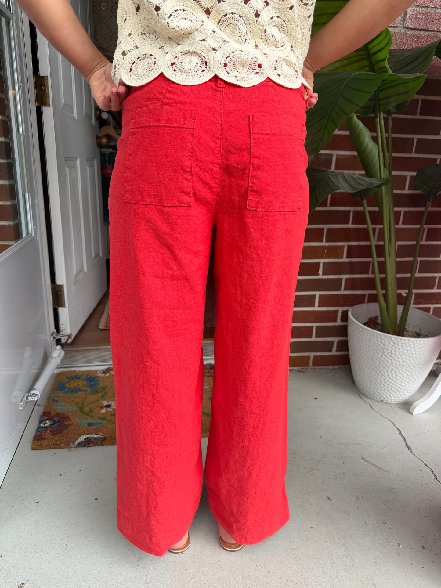 Frank & Eileen | Flowy Wide Leg Linen Pants, 8