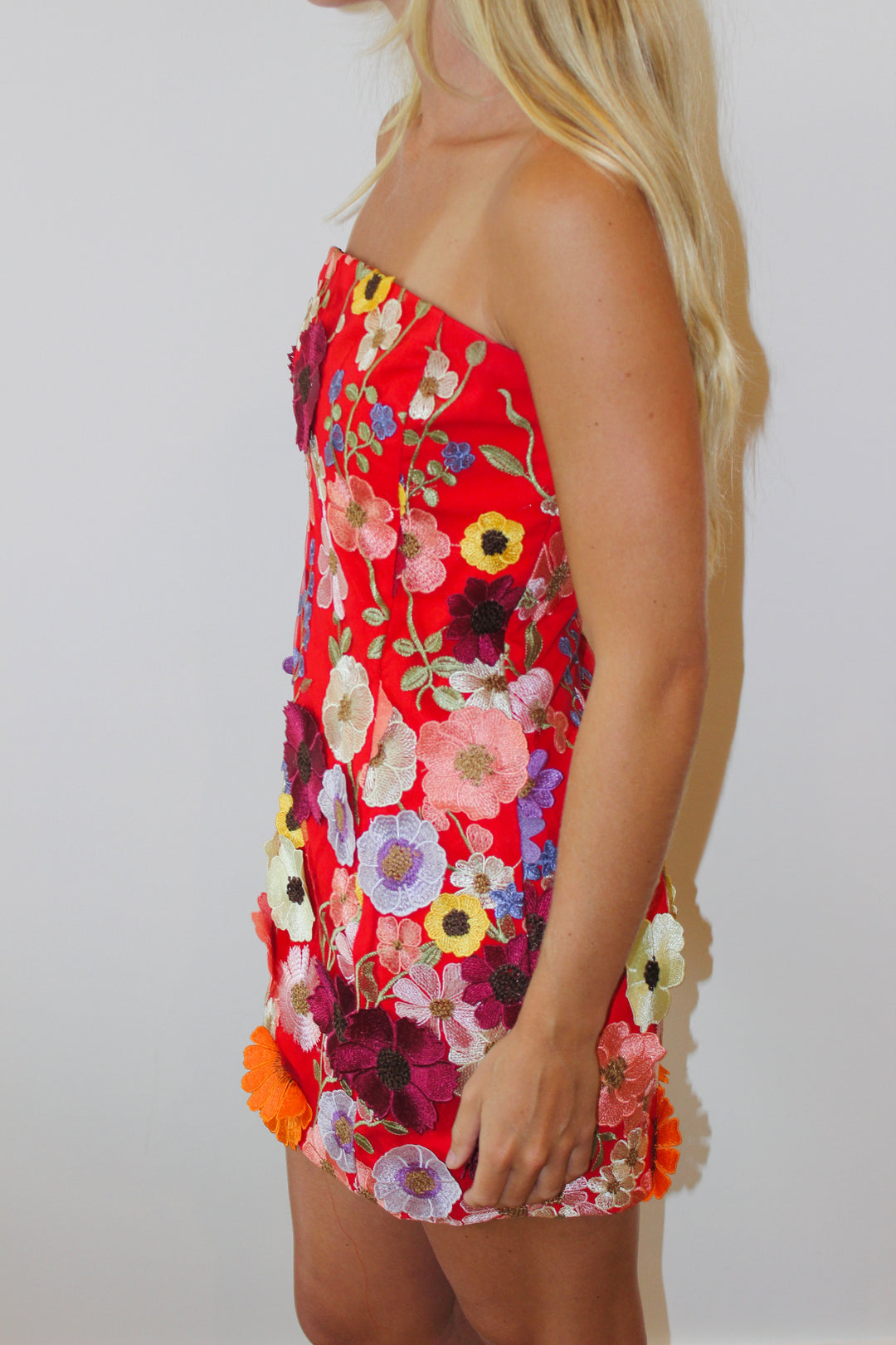 Endless Rose | Floral Embellished Strapless Dress, S