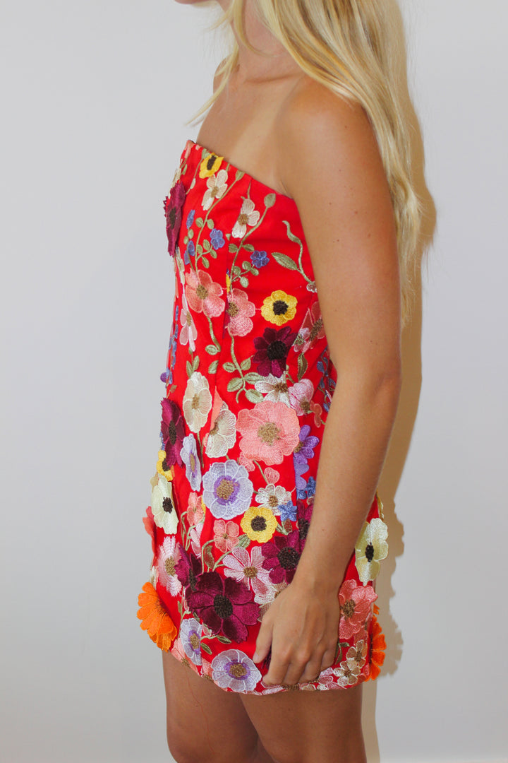 Endless Rose | Floral Embellished Strapless Dress, S