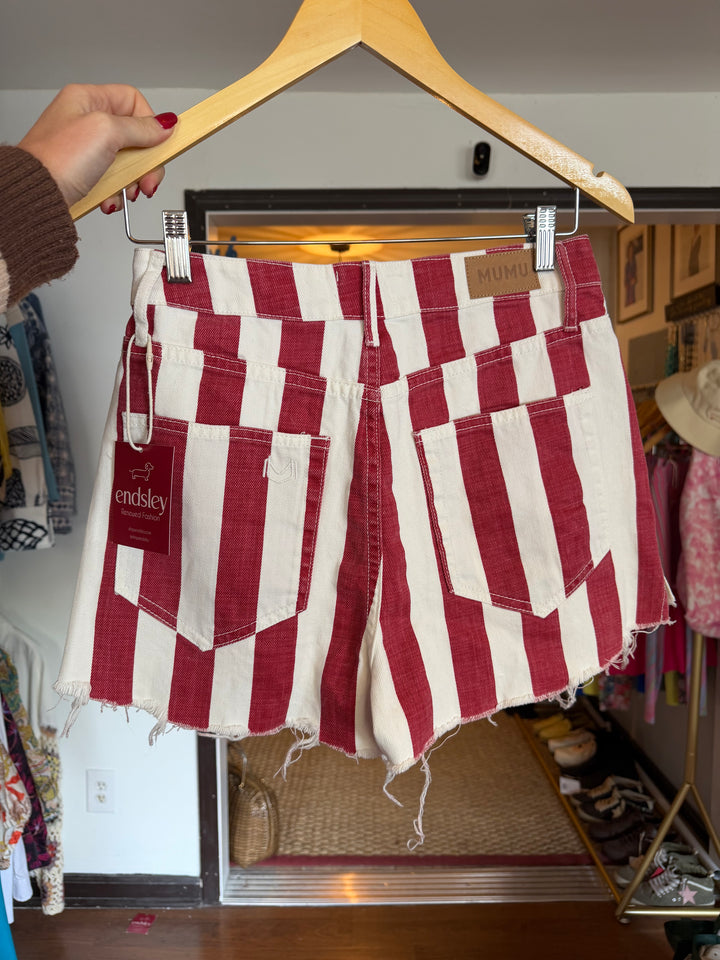 Showmeyourmumu | Striped Denim Shorts, 26