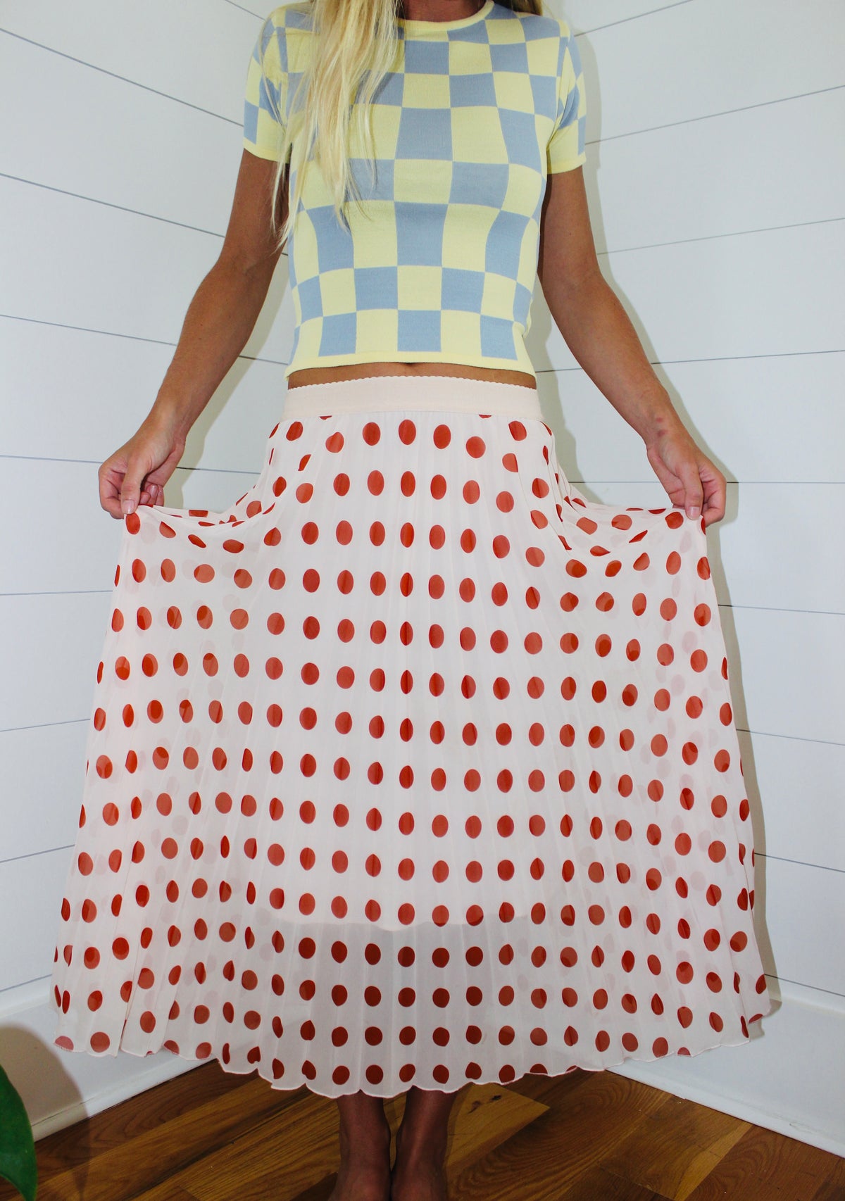 Naf Naf  | Polka Dot Midi Skirt, S