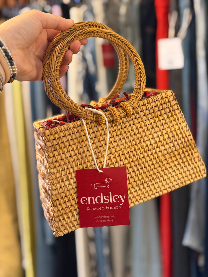J Crew | Rattan Round Handle Bag