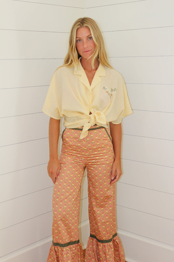 Vintage Floral Embroidered Bee Tee