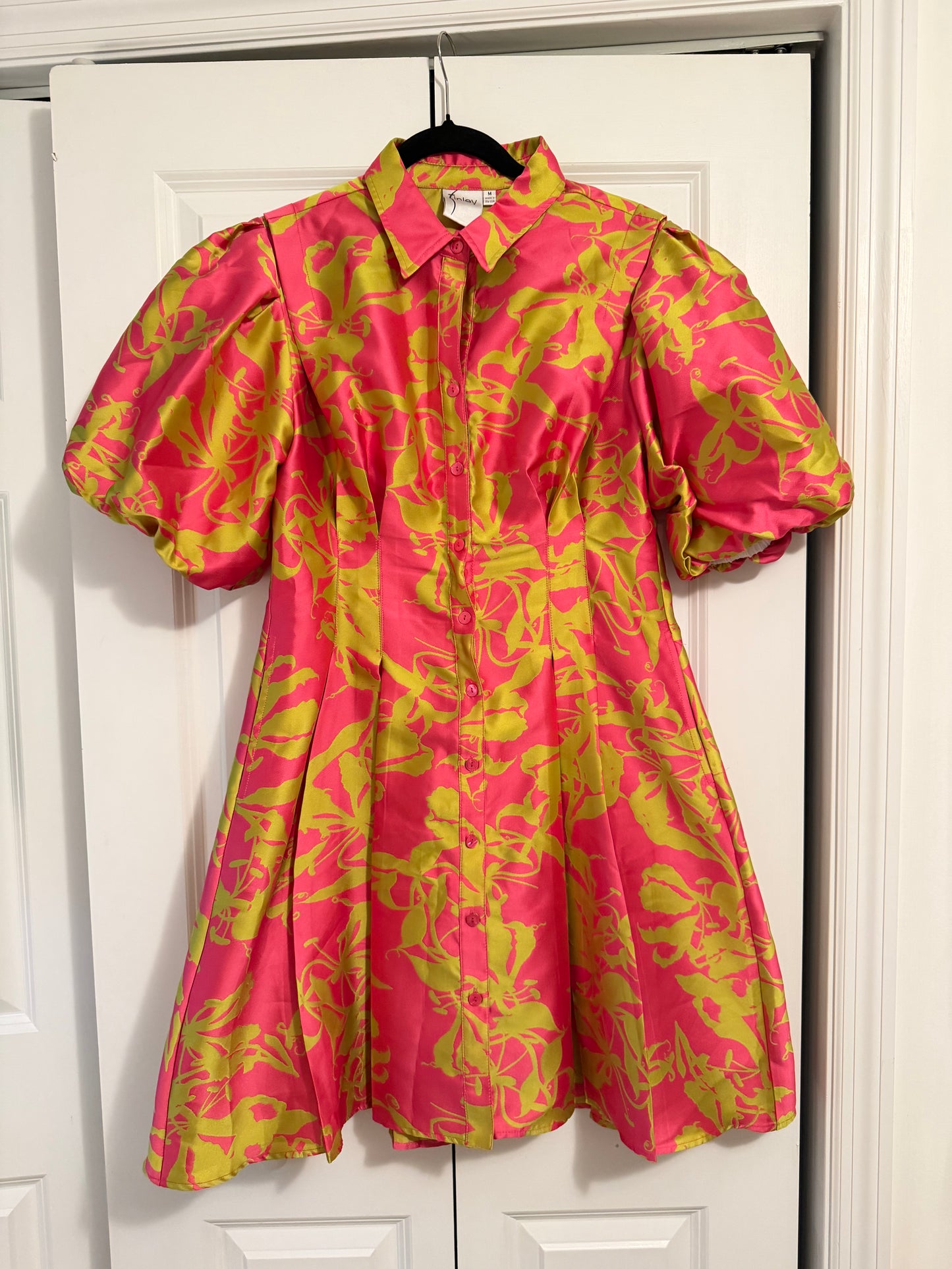 Finley | Pink / Citron Print Doll Dress, M