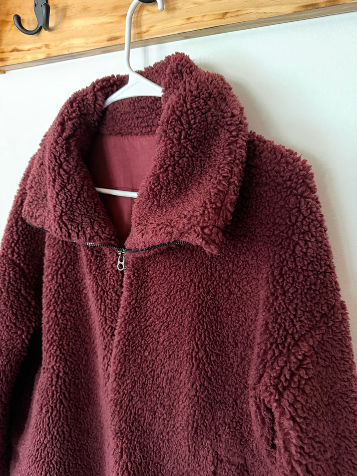 Lululemon | Red Merlot Cinchable Fleece Zip-Up, M