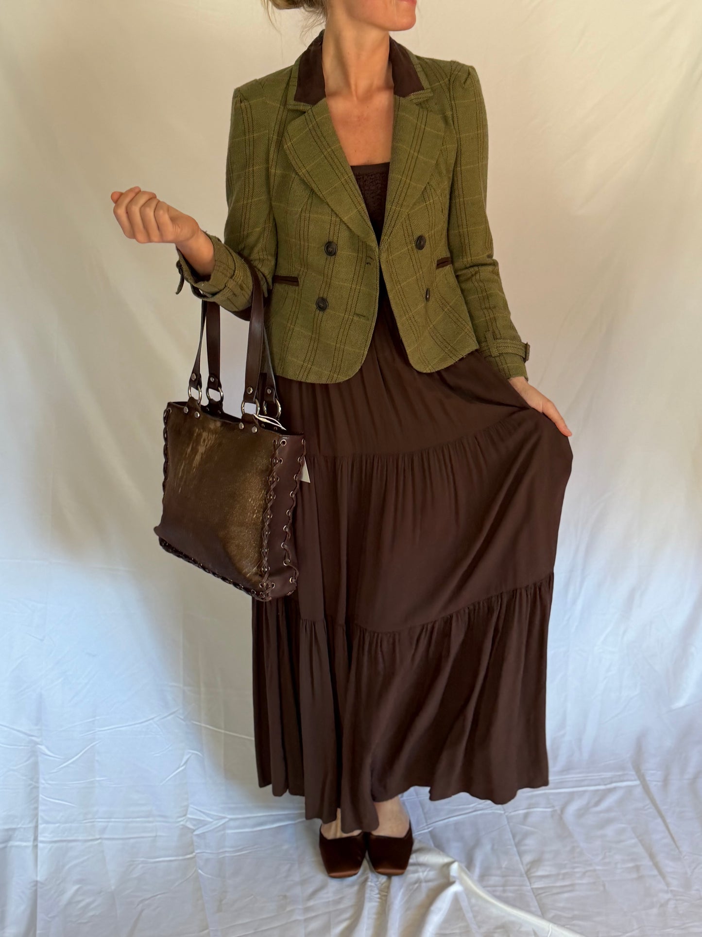 Willow and Clay | Plaid Suede Jacket, S