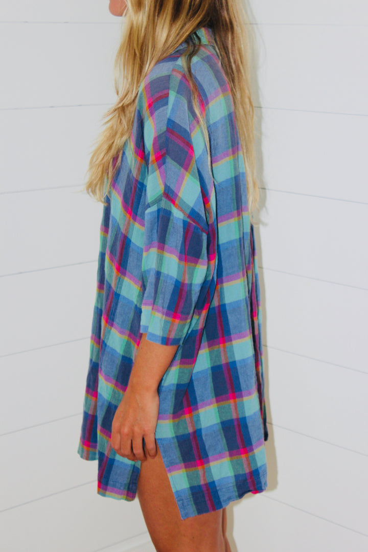 Two Dames | Plaid T-Shirt Dress, L