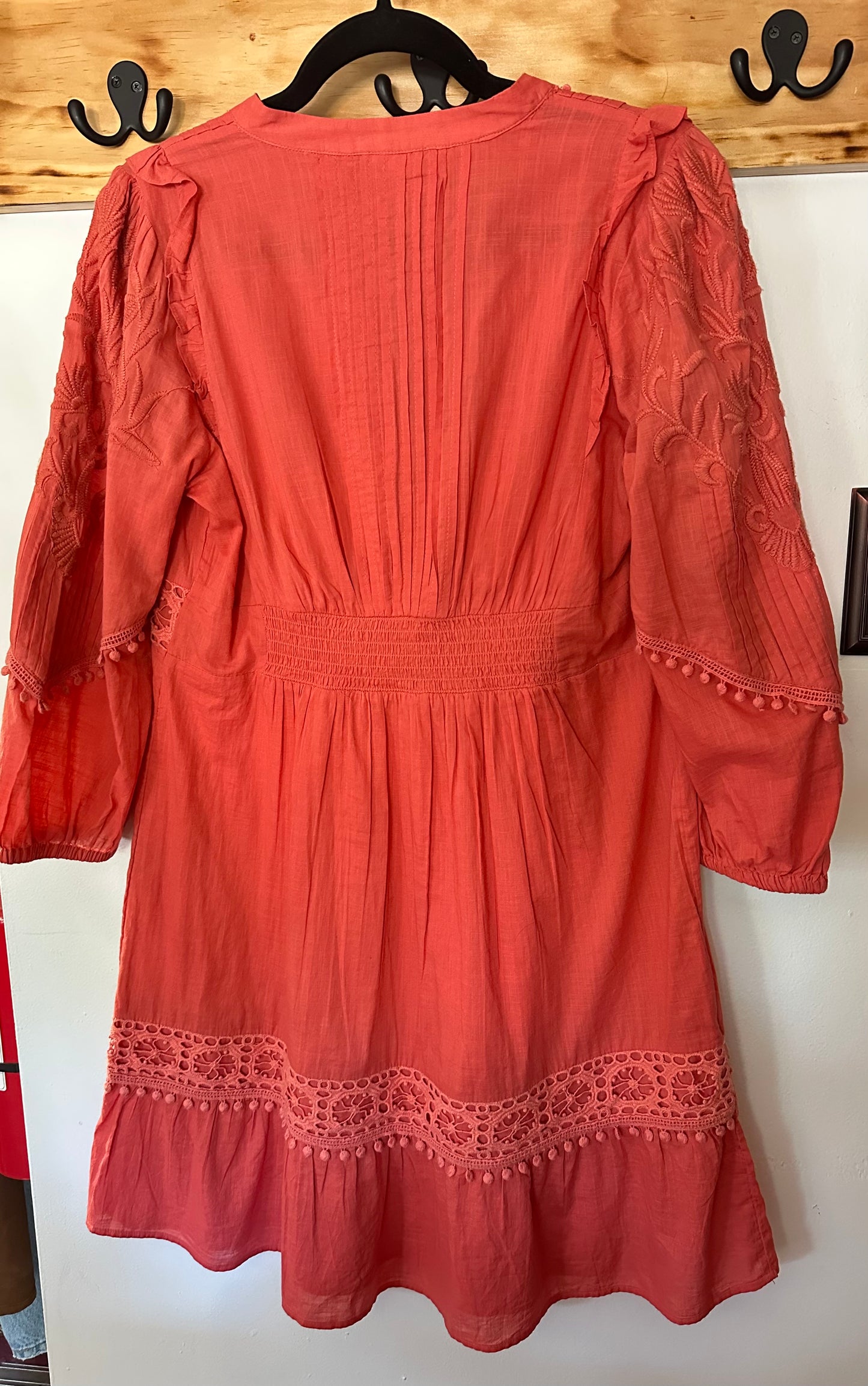 Akemi + Kin | Orange Floral Embroidered Dress, M