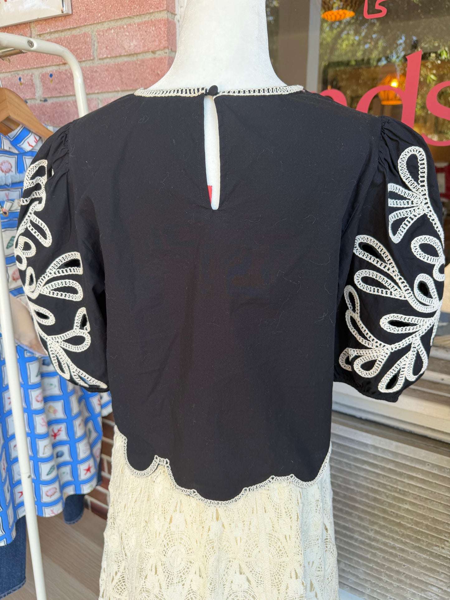 Express | Embroidered Eyelet Puff Sleeve Top, S