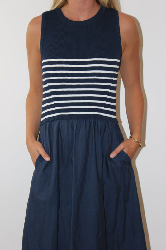 Sloane | Ankle Length Striped Dress, S
