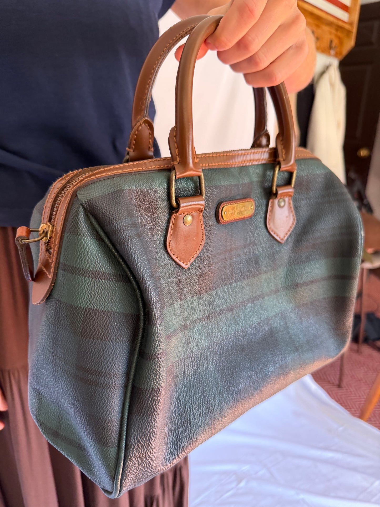 Vintage Polo Ralph Lauren | Leather Plaid Satchel Handbag