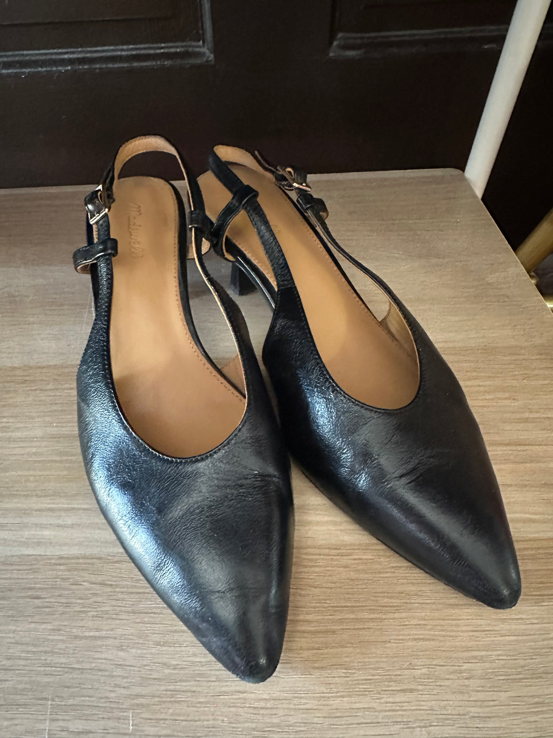 Madwell | Black Leather Kitten Heels