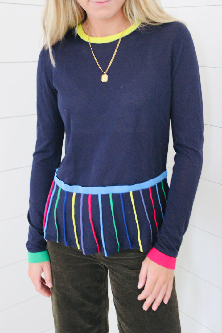 2NDDAY | Color Stripe Peplum Top, S