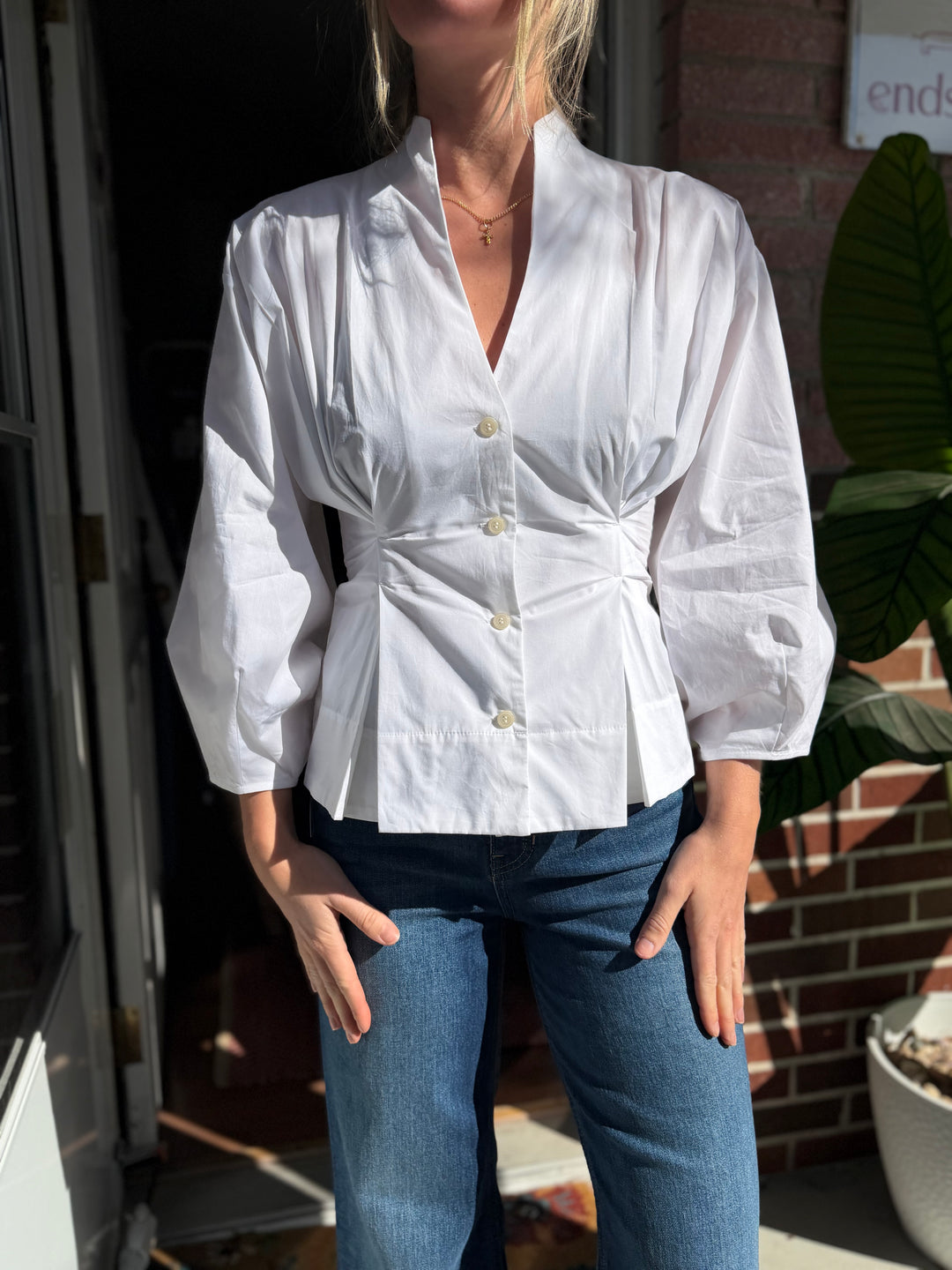 Banana Republic | Pleated 3/4 Length Top, XXS