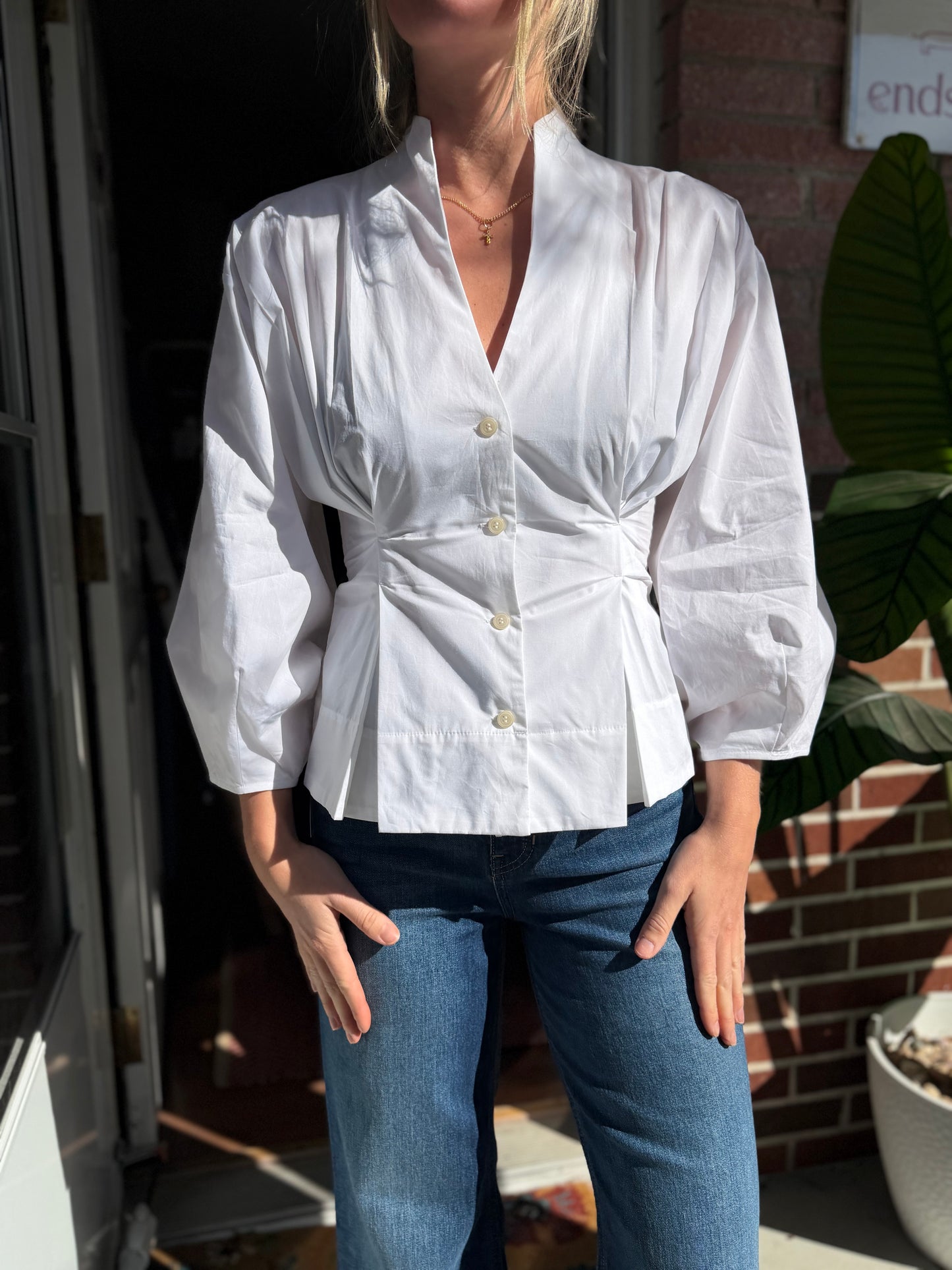 Banana Republic | Pleated 3/4 Length Top, XXS
