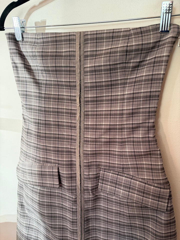 Rotate | Stretchy Mini Dress Grey Check, S