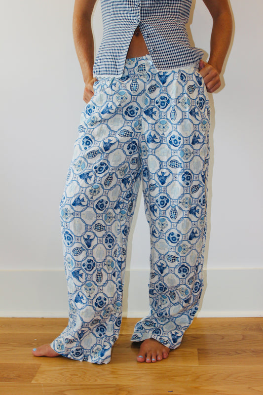 Isaac Mizrahi |  Fish Print Linen Pants, M