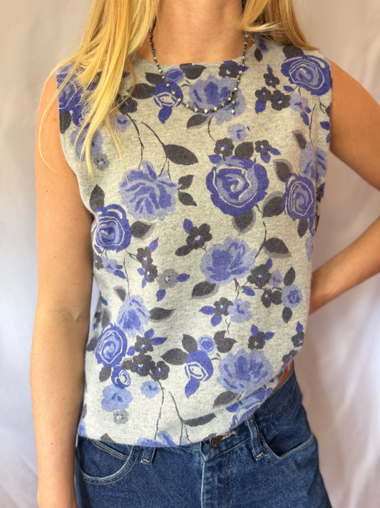 Ann Taylor-Loft | Floral Short Sleeve Sweater Top, L