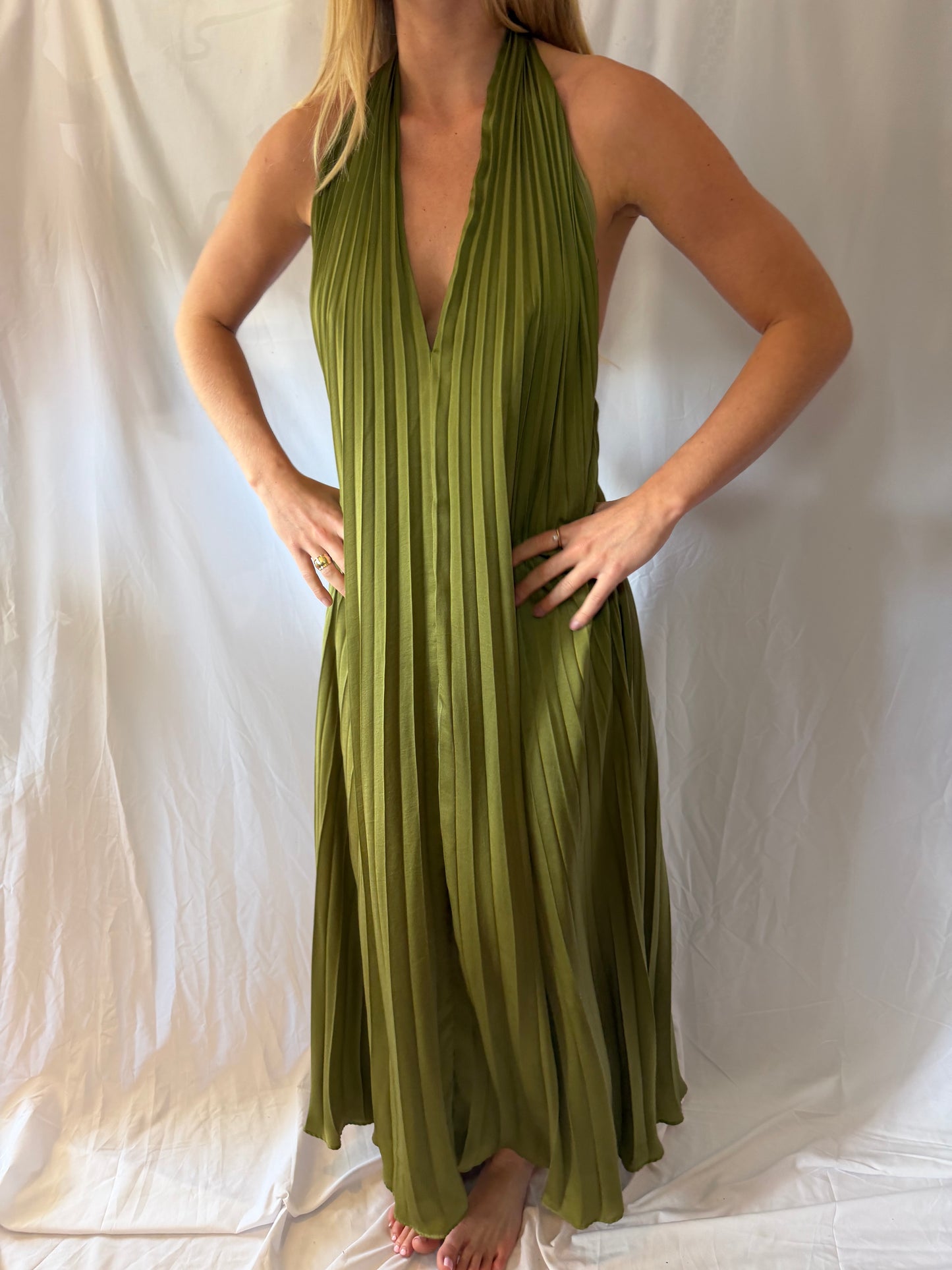 Lucy Paris | Halter Flowy Backless Dress, M