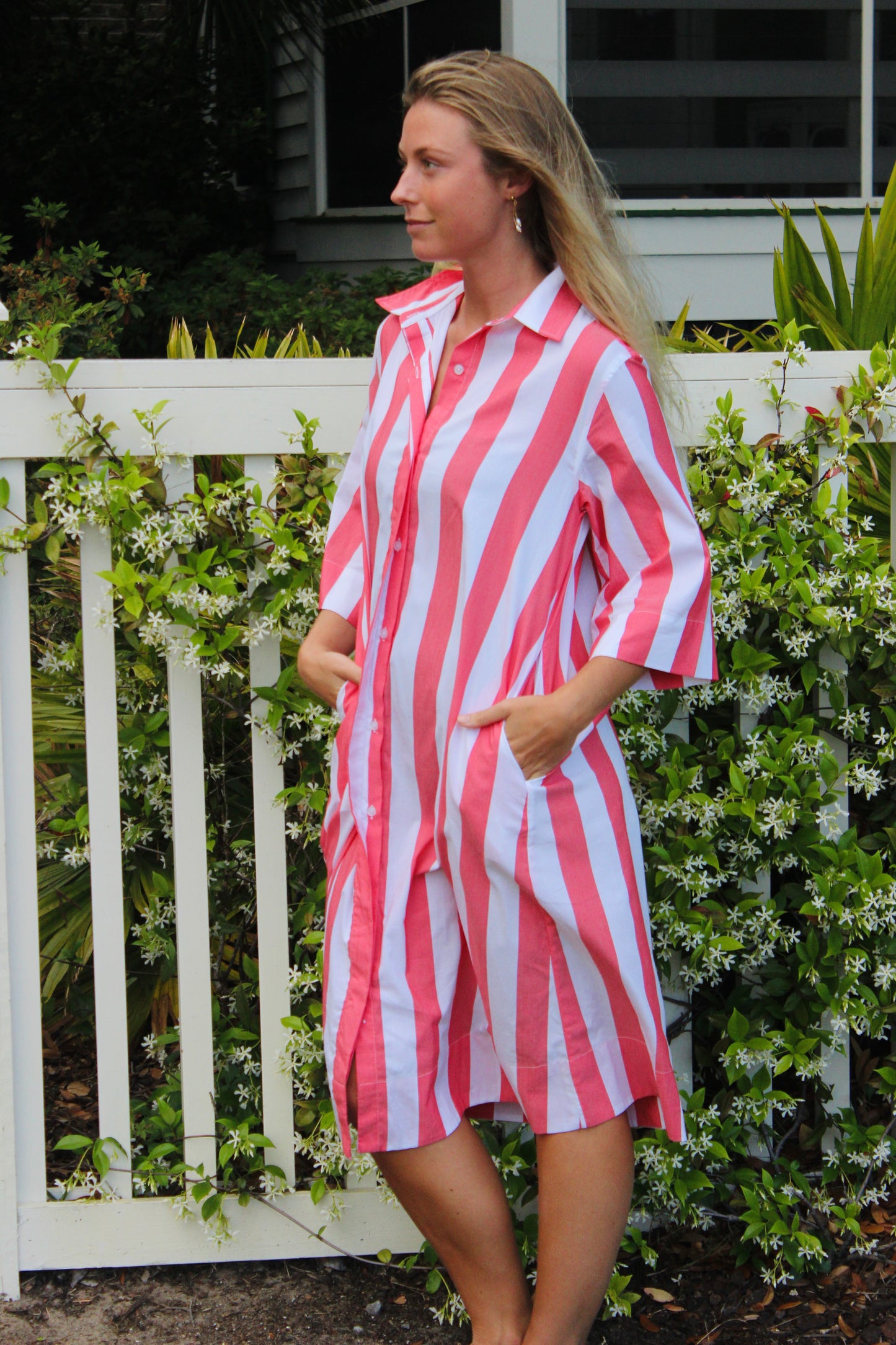 LAKE | Striped Midi Dress, S