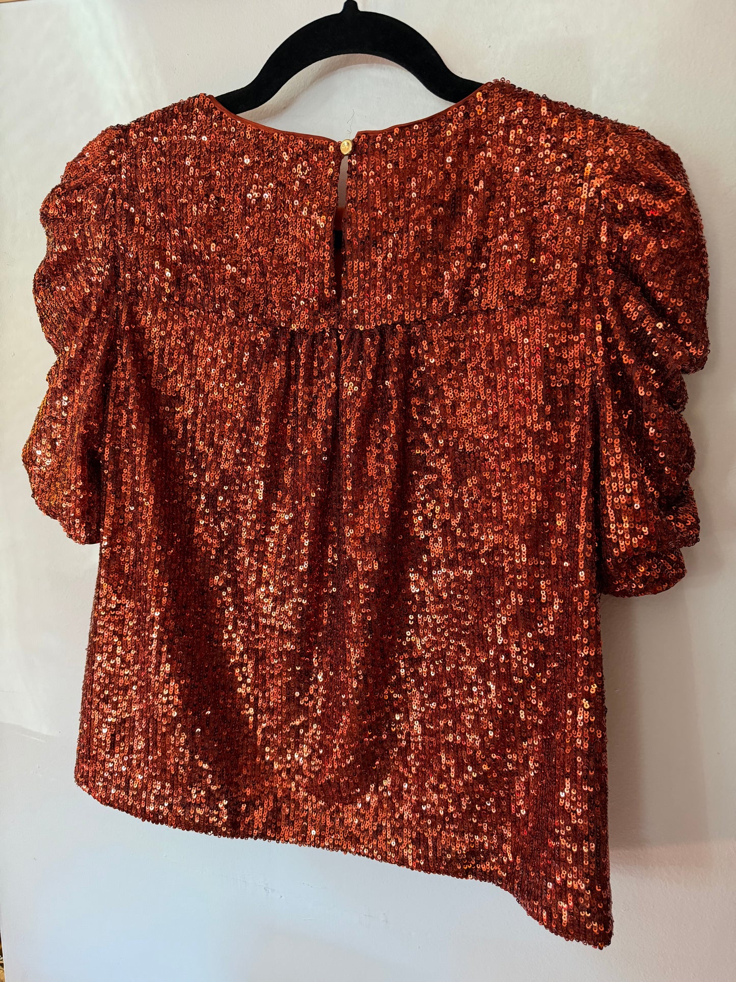 Orange Anthropologie Sequin Top, 0