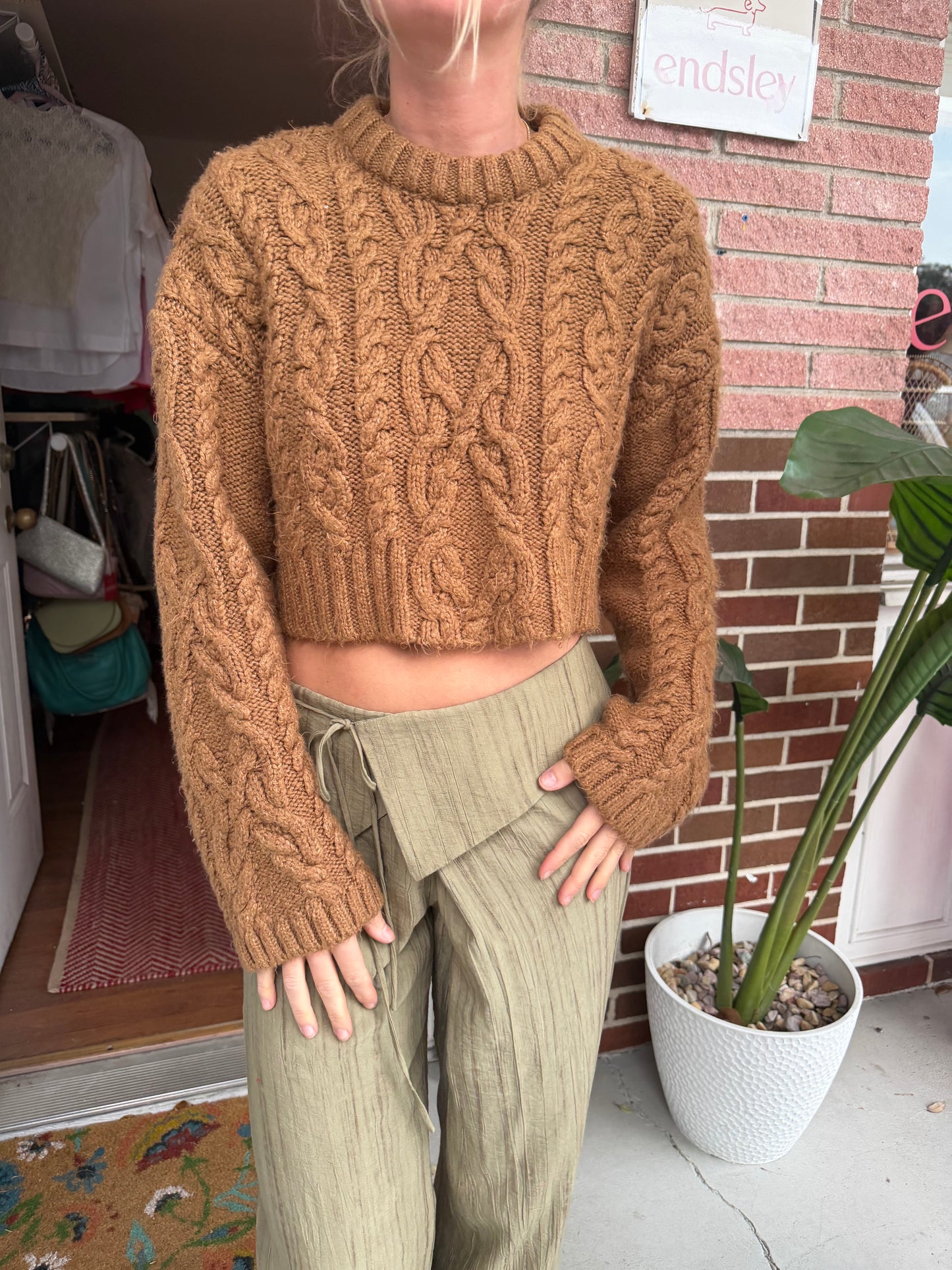 ZARA | Chunky Cropped Knit Sweater, M