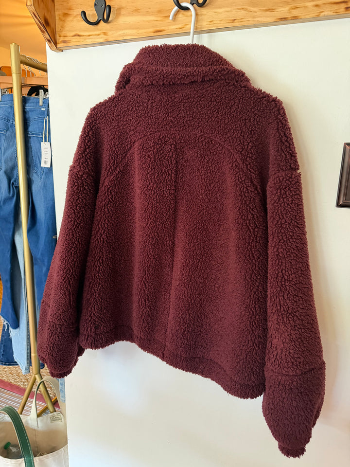 Lululemon | Red Merlot Cinchable Fleece Zip-Up, M