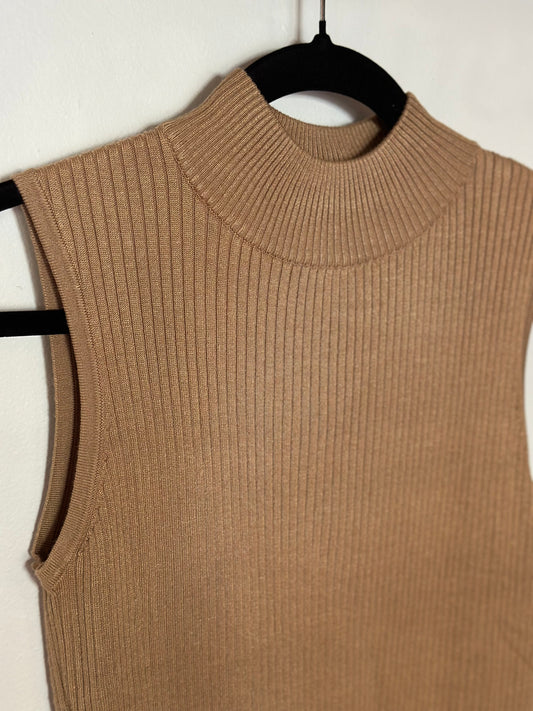 Saks Fifth Avenue | Hick Neck Tan Sleeveless Top