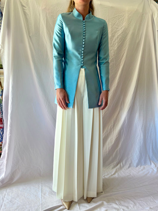 Tuckernuck | Robins Egg Dupioni Mandarin Collar Tamara Tunic, 0