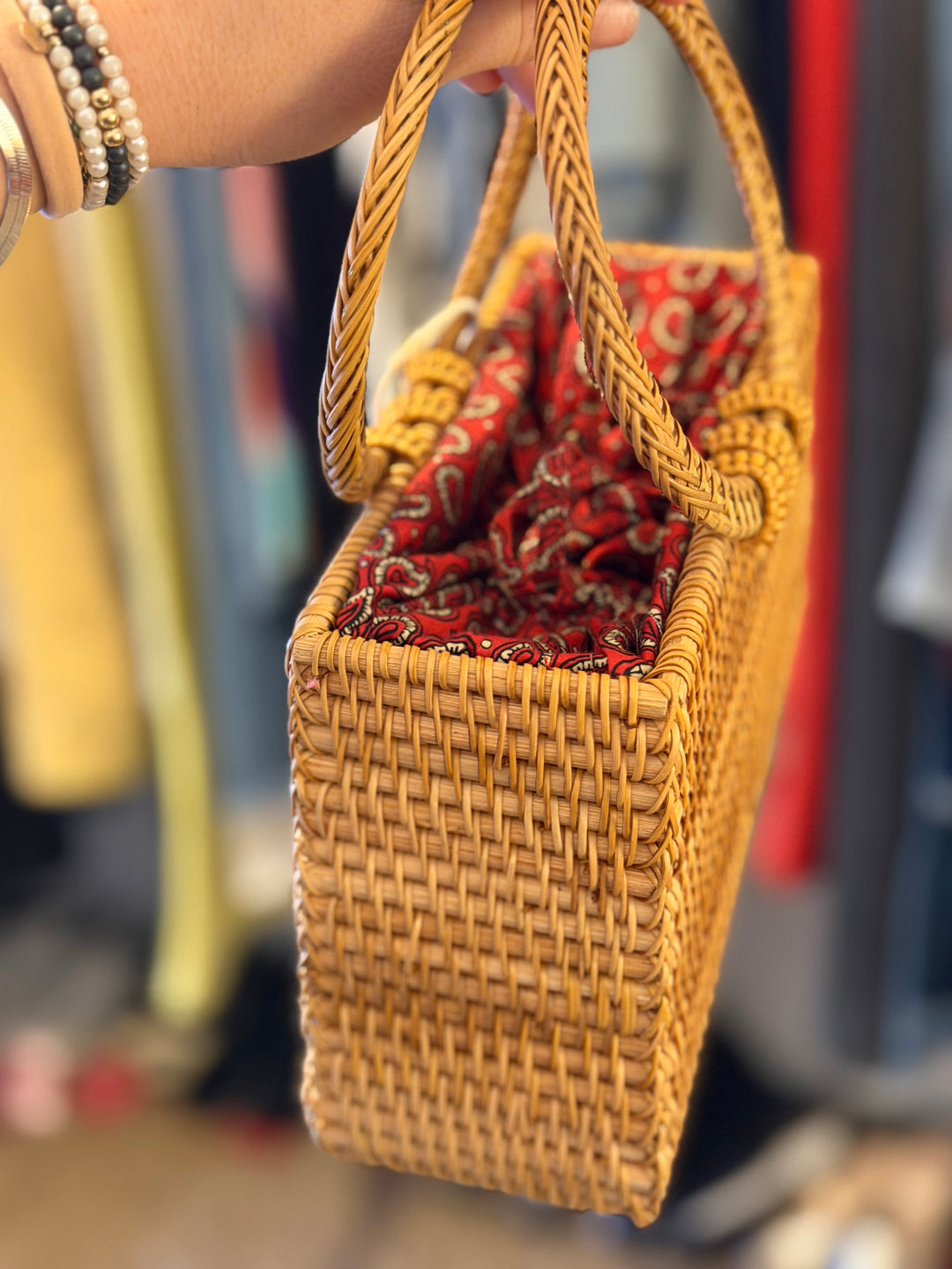 J Crew | Rattan Round Handle Bag