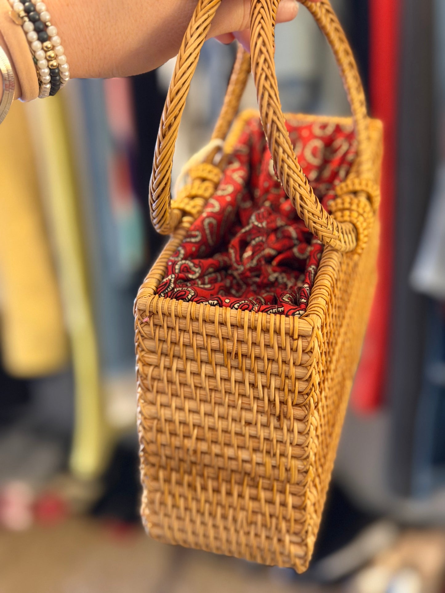 J Crew | Rattan Round Handle Bag